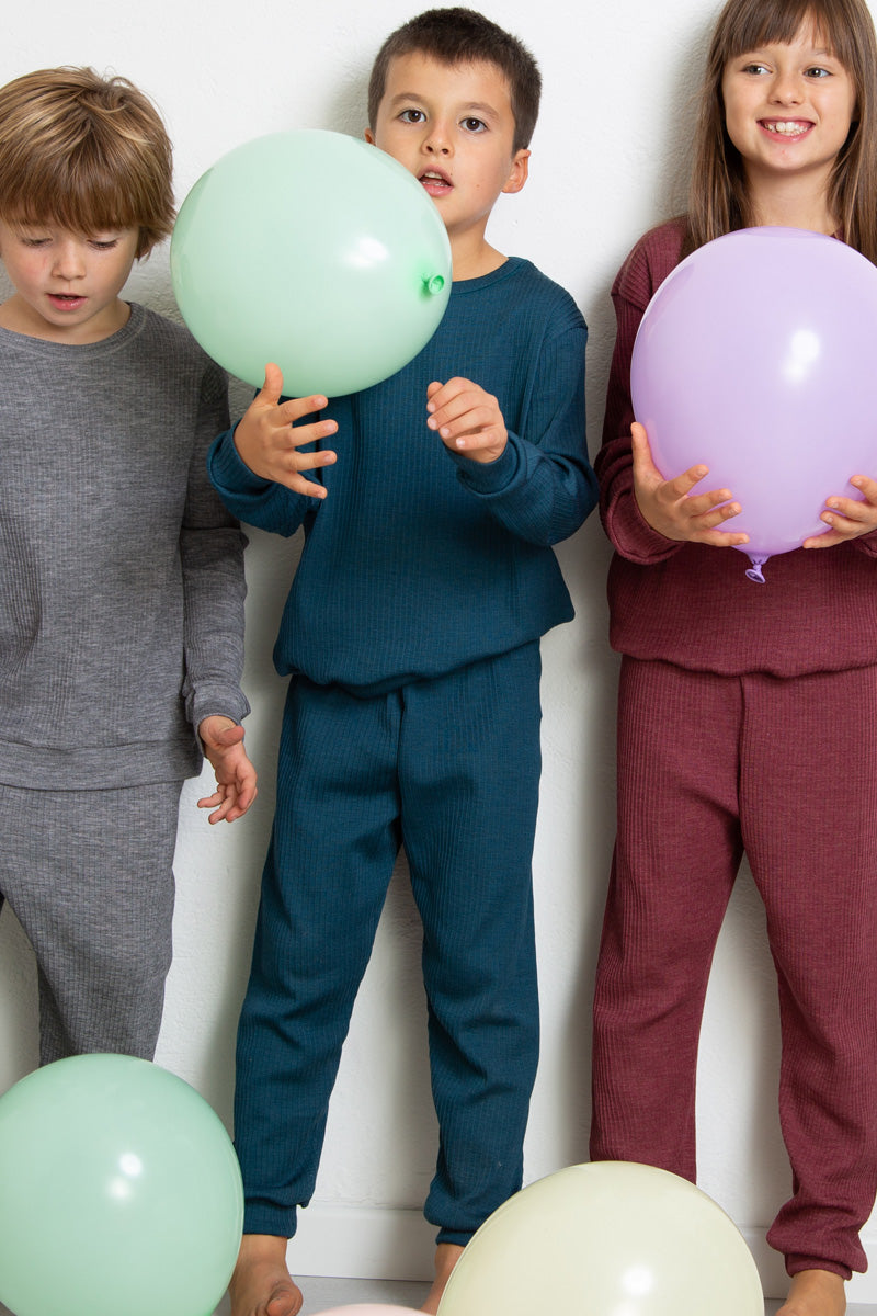 Pigiama bambini due pezzi Coccola in lana merino e seta - Caldo e confortevole