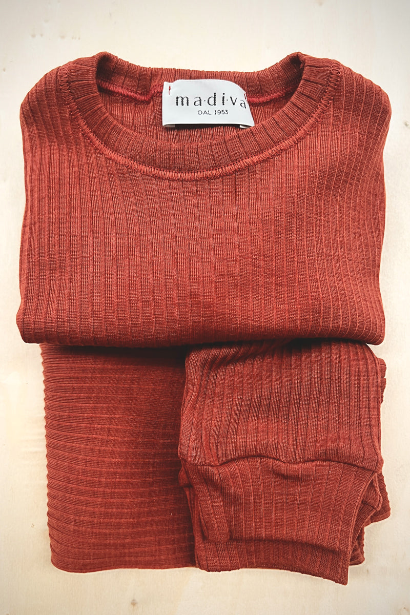 Pigiama bambini due pezzi Coccola in lana merino e seta - Caldo e confortevole