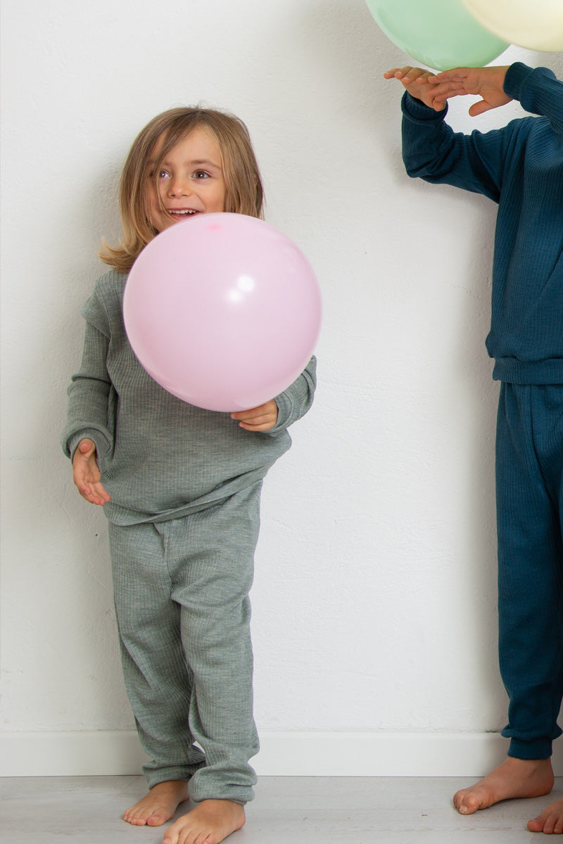 Pigiama bambini due pezzi Coccola in lana merino e seta - Caldo e confortevole