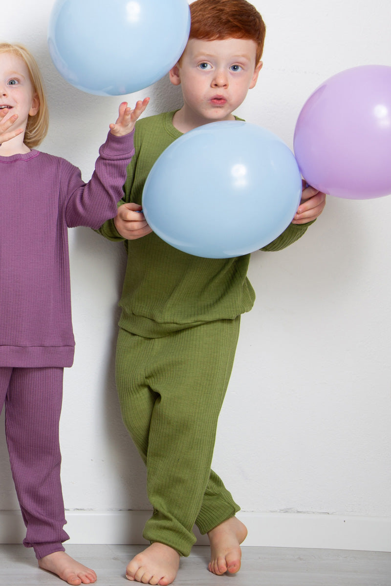 Pigiama bambini due pezzi Coccola in lana merino e seta - Caldo e confortevole