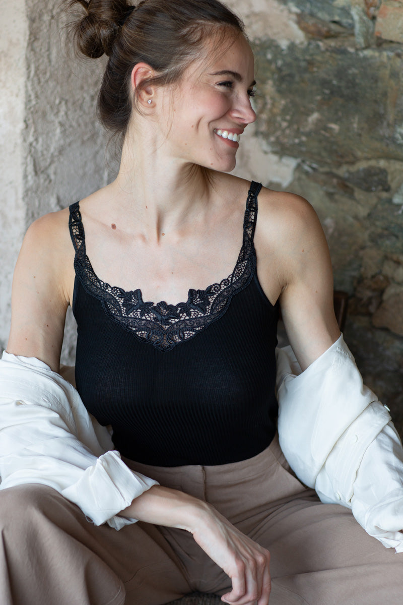 Lulù Sleeveless -100% Filoscozia® Cotton with macramé