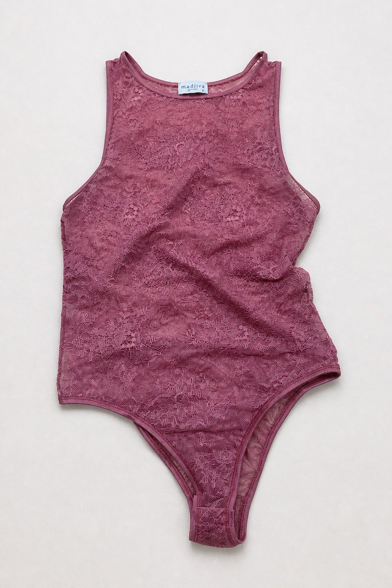 Body da donna Edith tutto pizzo - Smanicato e girocollo