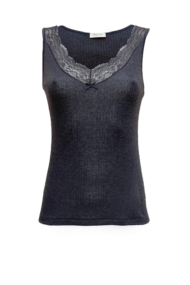 Canotta donna Emma in Tencel - Spalla larga e pizzo leggero