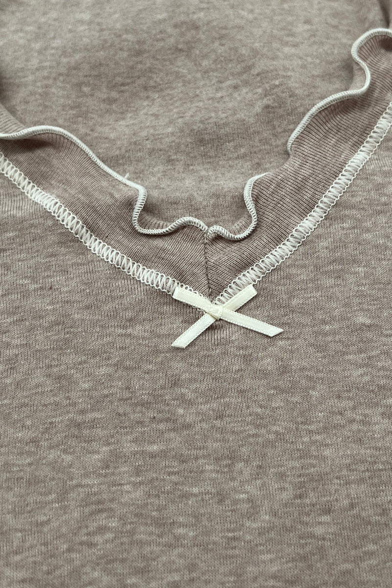 Maglia a manica lunga da donna Fede in caldo cotone - Con ruche a contrasto