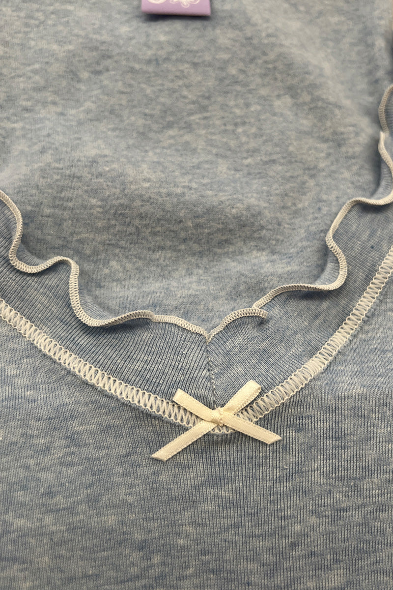 Canotta da donna Fede in cotone - Spalla larga e ruche di tessuto