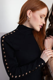 Women's turtleneck sweater Kayla - in silk wool - Soft and warm with Swiss macramé