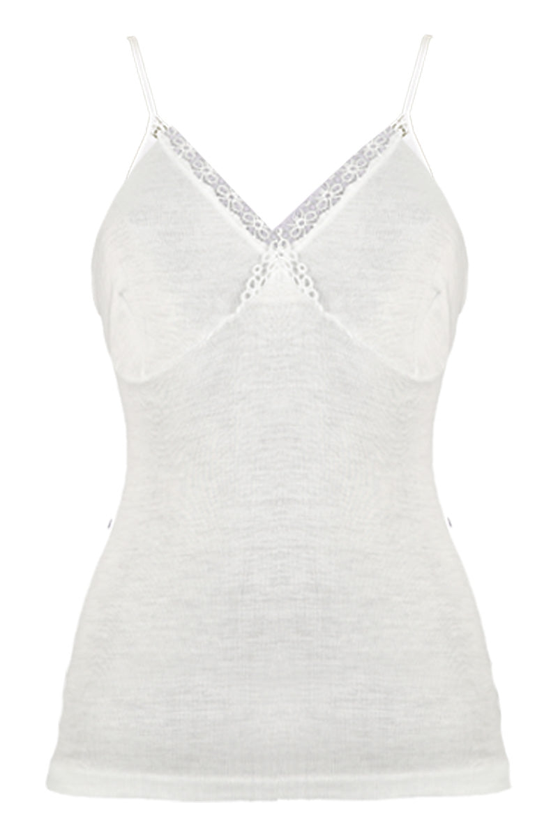 Canotta Spallina intima da donna Anemone in pura lana vergine con reggiseno- Tubolare leggero e trattamento irrestringibile