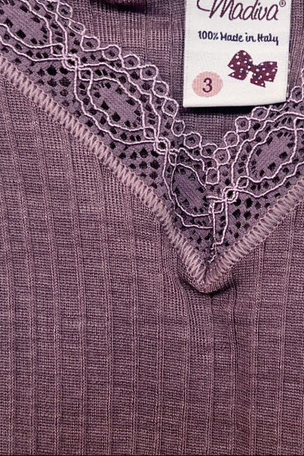 Maglia intima da donna Ilenia in lana seta - Manica lunga e pizzetto elastico ESCLUSIVA ONLINE