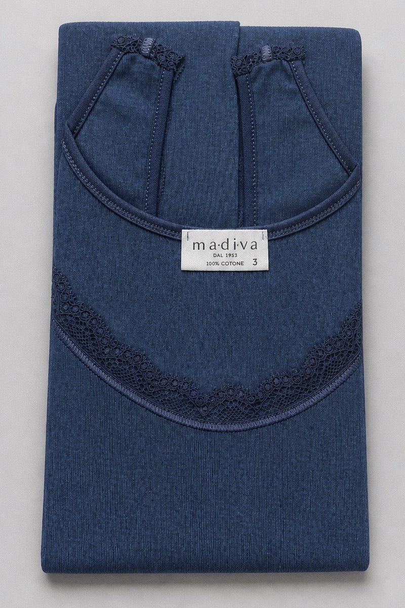 Women's tank top Marlene in warm cotton - Contrast elastic strap and trim