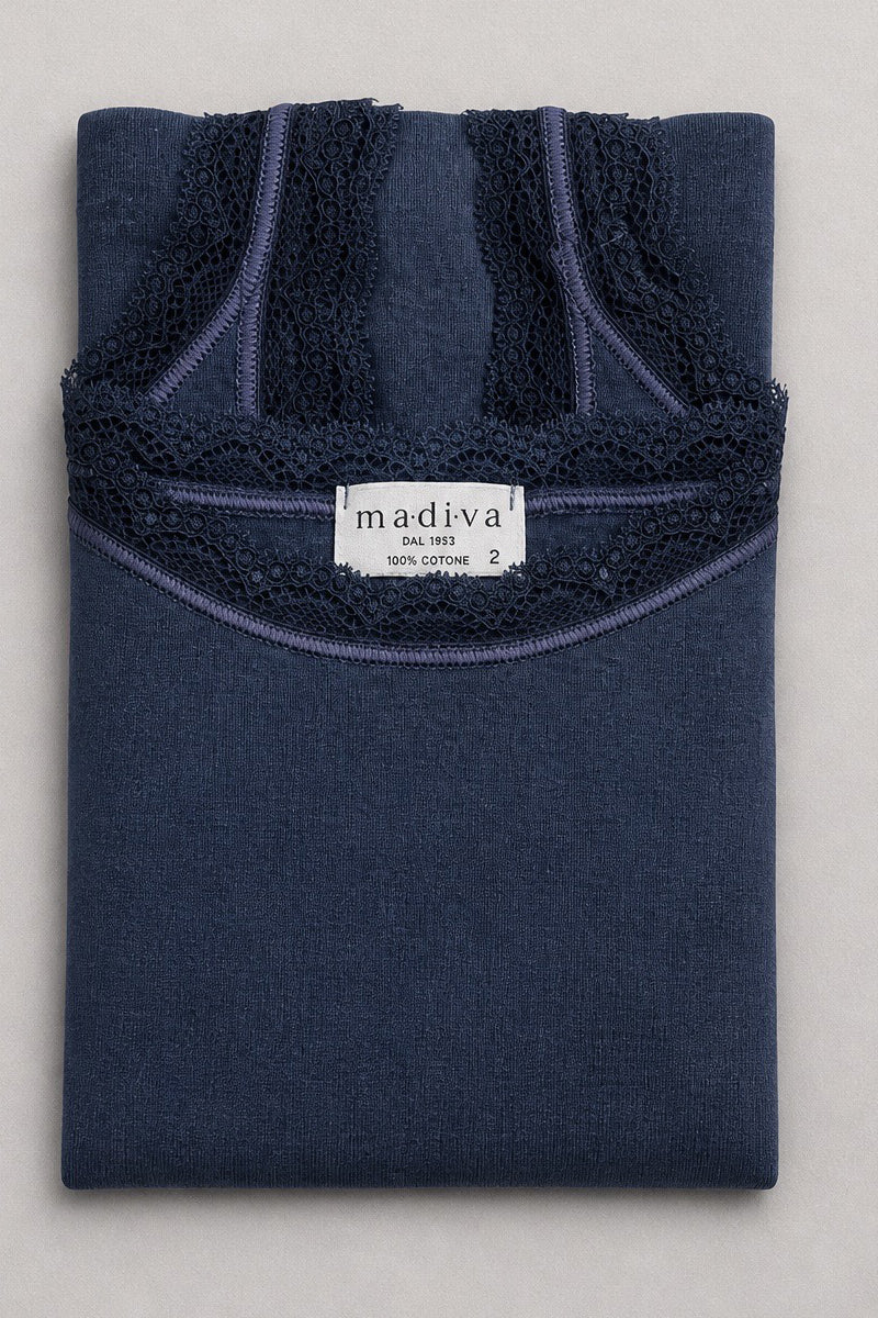 Women's tank top Marlene in warm cotton - Contrast elastic strap and trim