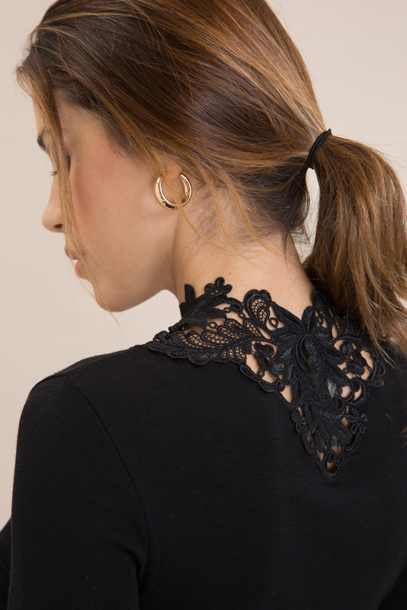 Maglia lupetto da donna Kayla- in lana seta - Morbido e caldo con macramé svizzero