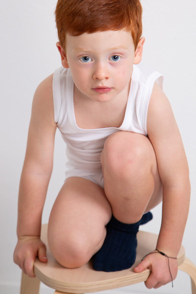 Canotta bambino Leonardo in Cotone Filoscozia - Spalla larga e delicata sulla pelle