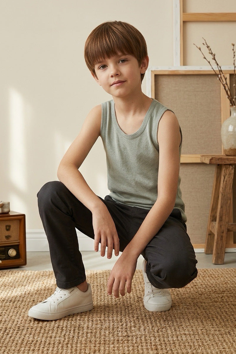 Canotta bambino Leonardo in Cotone Filoscozia - Spalla larga e delicata sulla pelle