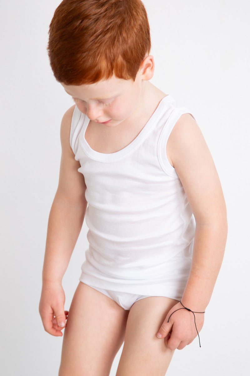 Canotta bambino Leonardo in Cotone Filoscozia - Spalla larga e delicata sulla pelle