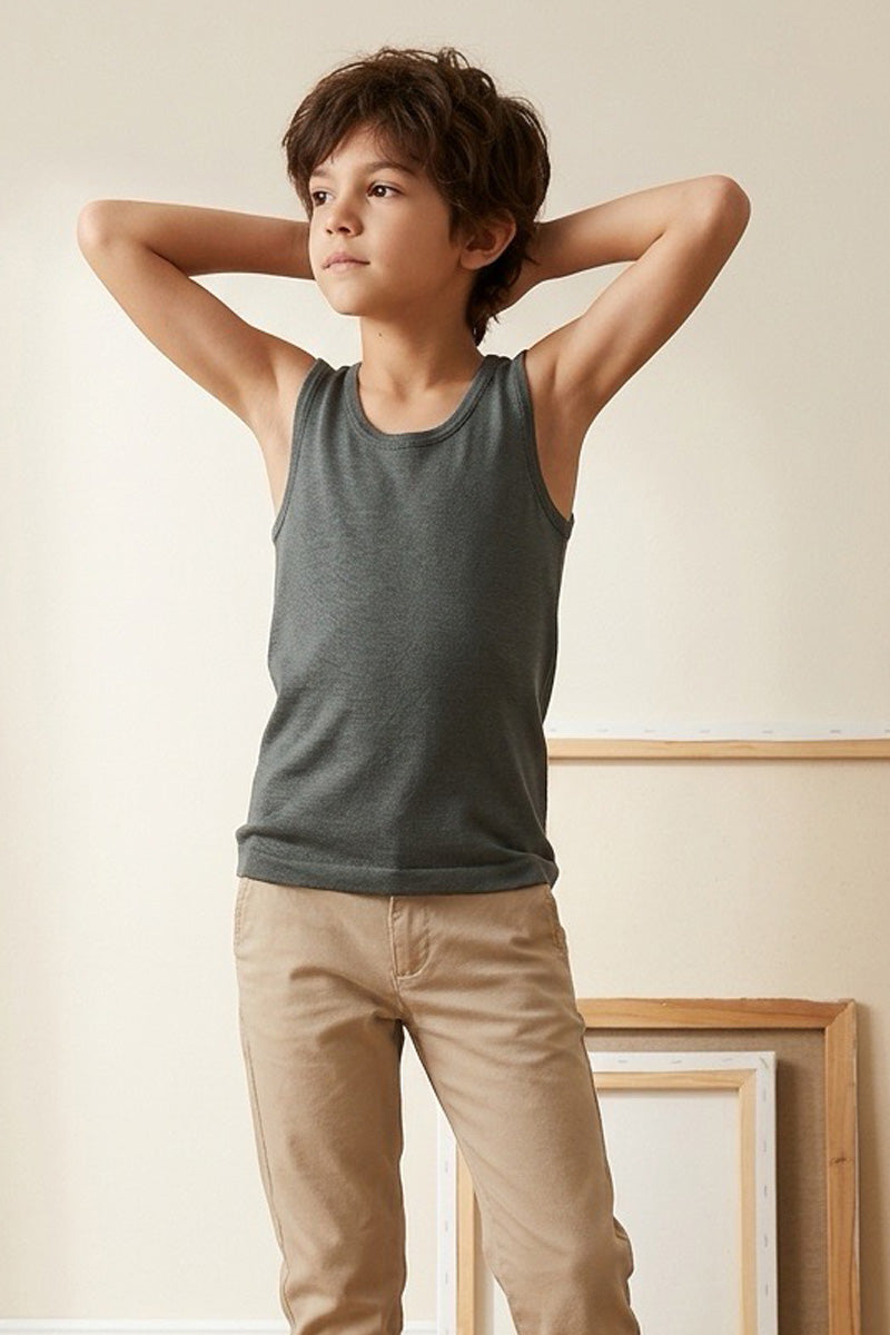 Canotta bambino Leonardo in Cotone Filoscozia - Spalla larga e delicata sulla pelle