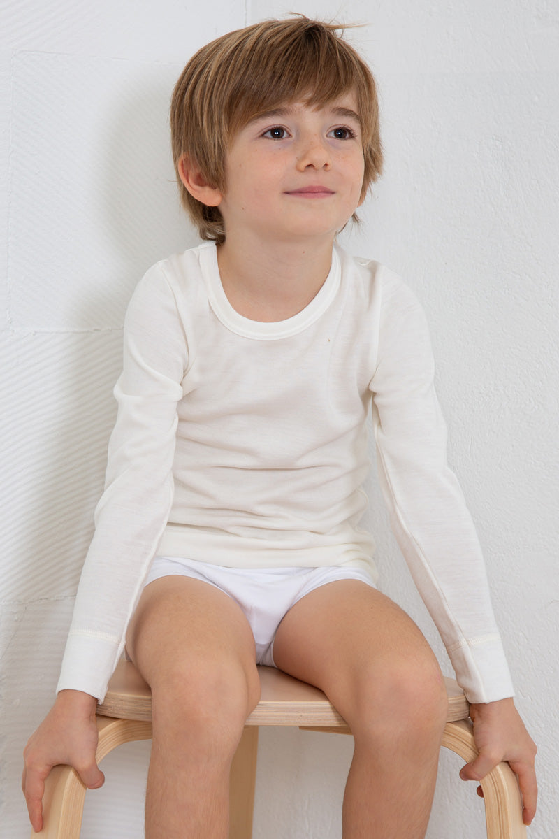 Maglia da bambino Licata in cotone e lana - Manica lunga con tessuto DOUBLE