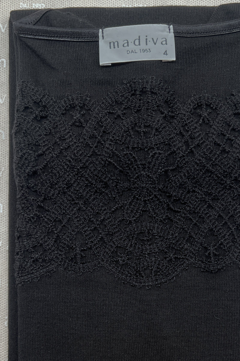 Maglia manica lunga barchetta da donna Livia・Barchetta in modal lana - Con balza effetto crochet