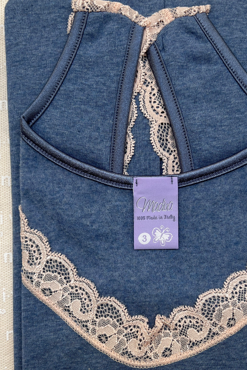 Canotta da donna Marlene in caldo cotone - Spalla larga e balzina elastica in contrasto