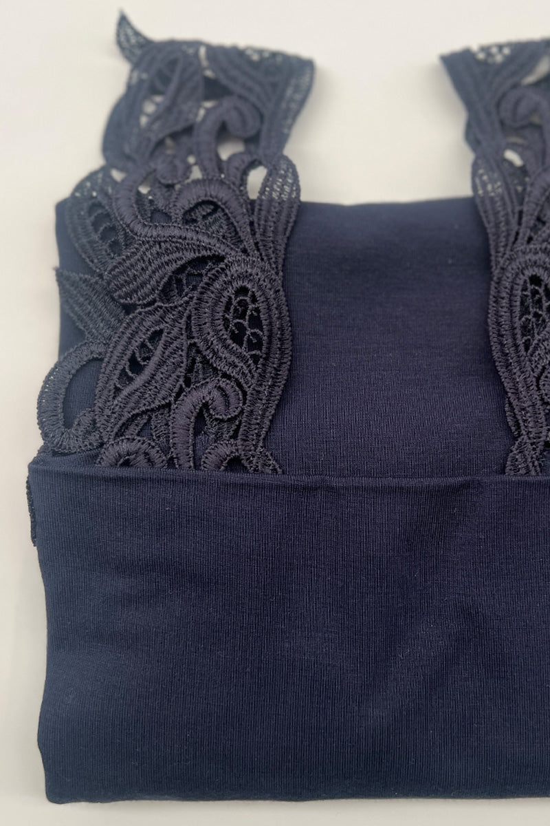 Top donna NARCISO in Micromodal -Top con balza macramè