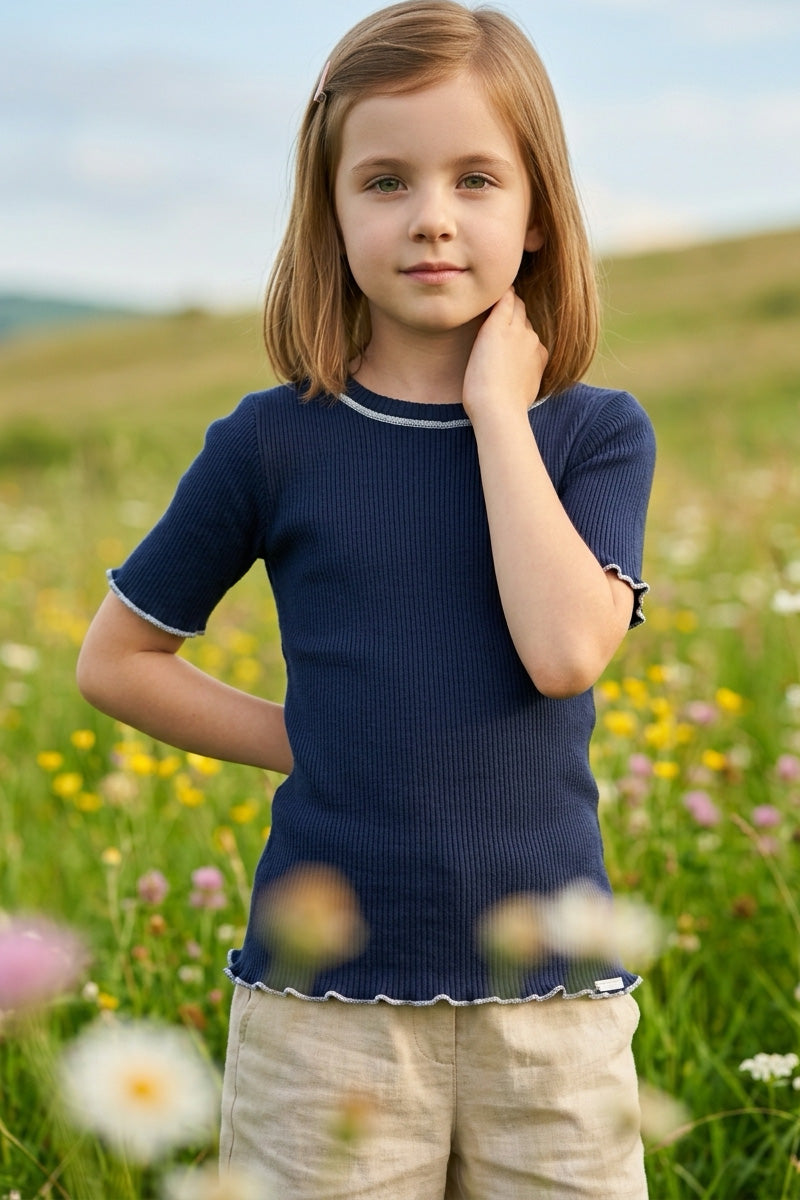 Maglietta bambina Olivia in Cotone Filoscozia - Mezza manica e delicata sulla pelle