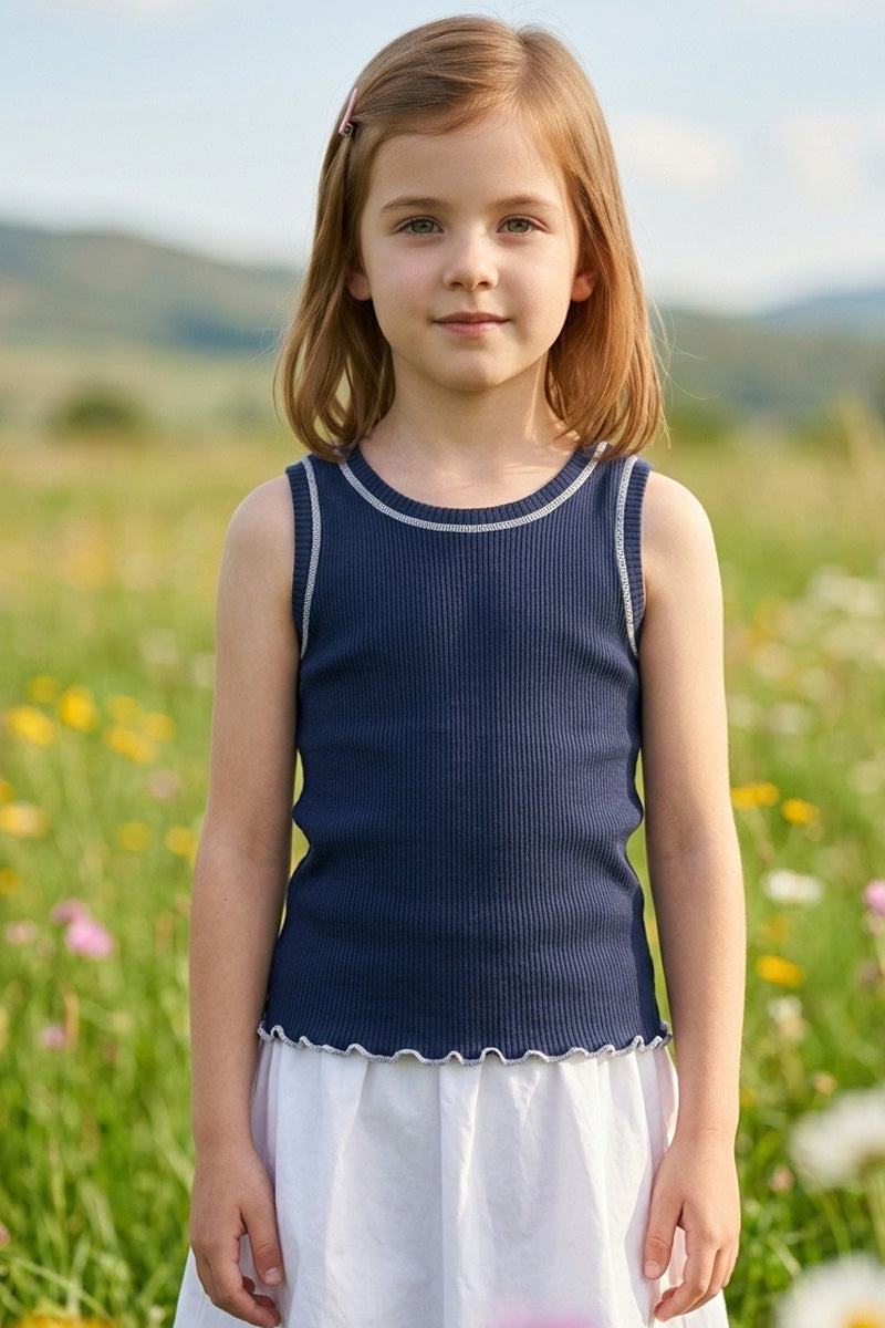 Canotta bambina Olivia in Cotone Filoscozia - Spalla larga a costina e delicata sulla pelle