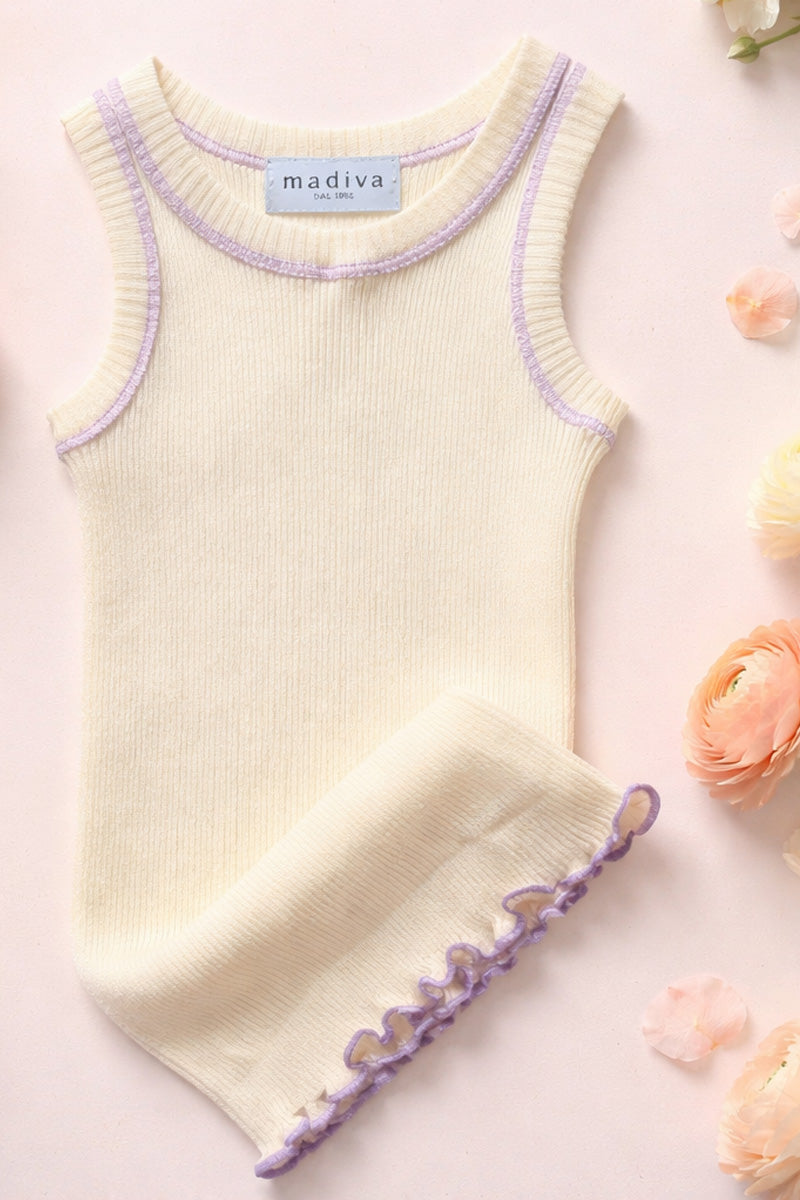 Canotta bambina Olivia in Cotone Filoscozia - Spalla larga a costina e delicata sulla pelle
