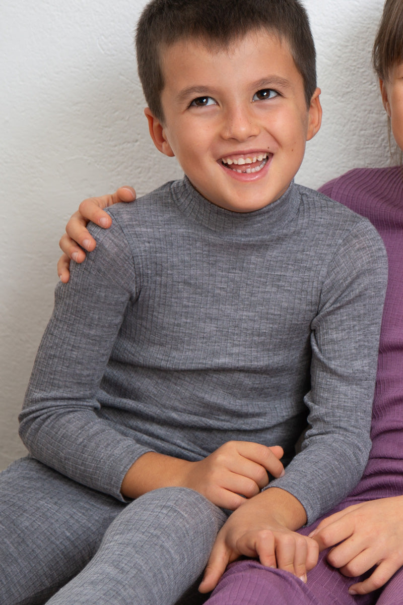 Maglia lupetto bambino Olly in lana seta - Delicata sulla pelle e perfetta da indossare sotto una felpa