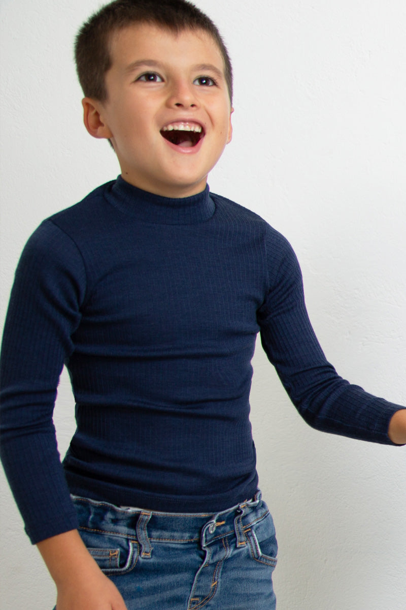 Maglia lupetto bambino Olly in lana seta - Delicata sulla pelle e perfetta da indossare sotto una felpa