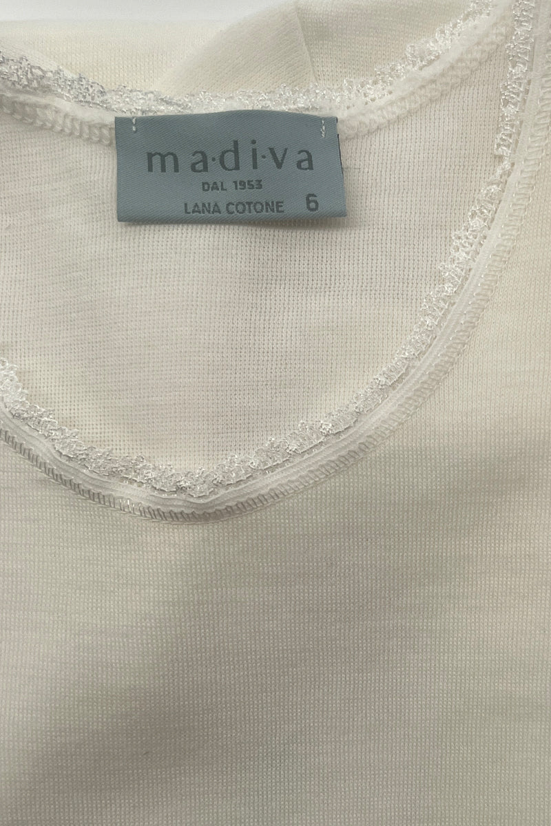 Maglietta intima bambino Ombretta in cotone e lana - Mezza manica e trattamento di finissaggio