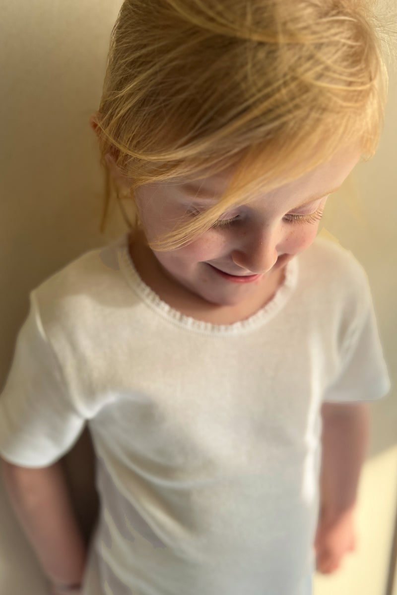 Maglietta intima bambino Ombretta in cotone e lana - Mezza manica e trattamento di finissaggio