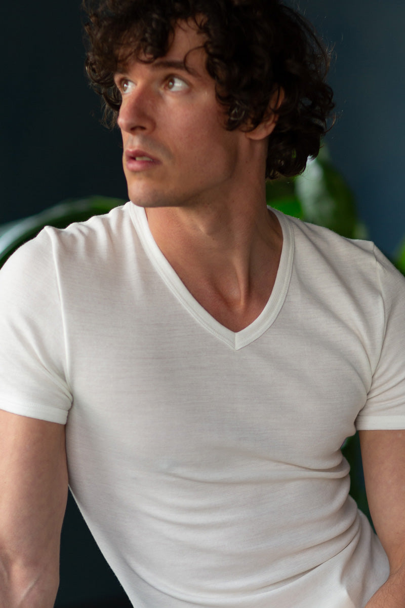 Maglietta intima da uomo Orvieto in lana - Pura lana vergine irrestringibile, traspirante, isolante e caldissima