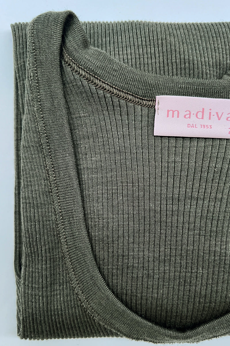 Maglia girocollo donna Otti in lana seta - Manica lunga a costine ESCLUSIVA ONLINE