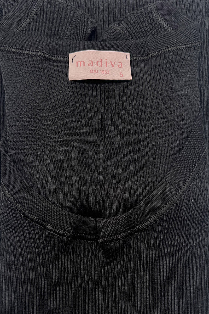American women's vest Otti in merino wool and silk NEW - Wide American ribbed shoulder