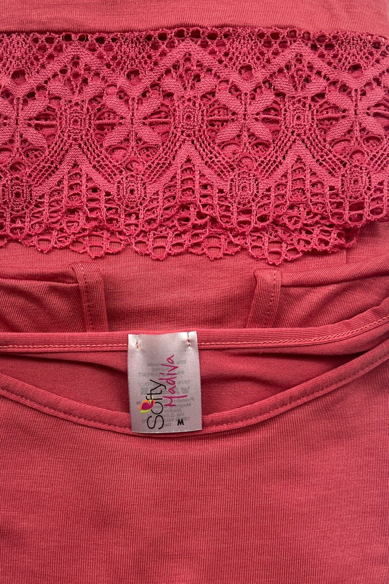 T-shirt da donna Positano in Micromodal - Mezza manica e pizzo elastico effetto crochet