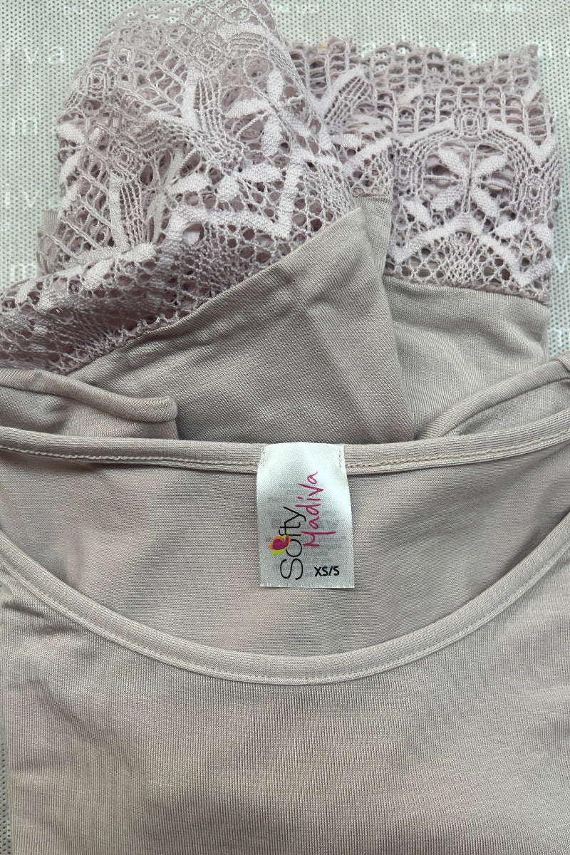 T-shirt da donna Positano in Micromodal - Mezza manica e pizzo elastico effetto crochet