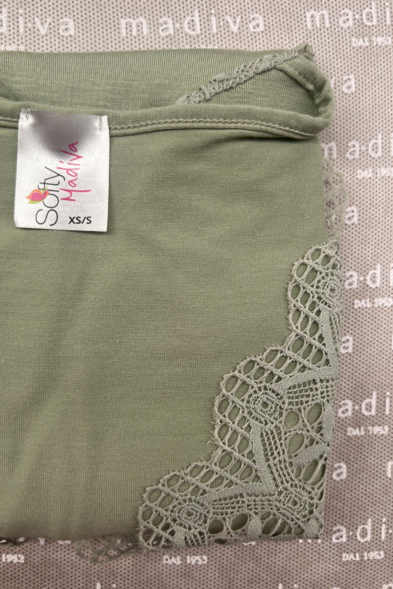 T-shirt da donna Positano in micromodal - Manica al gomito e scollo a V con pizzo elastico