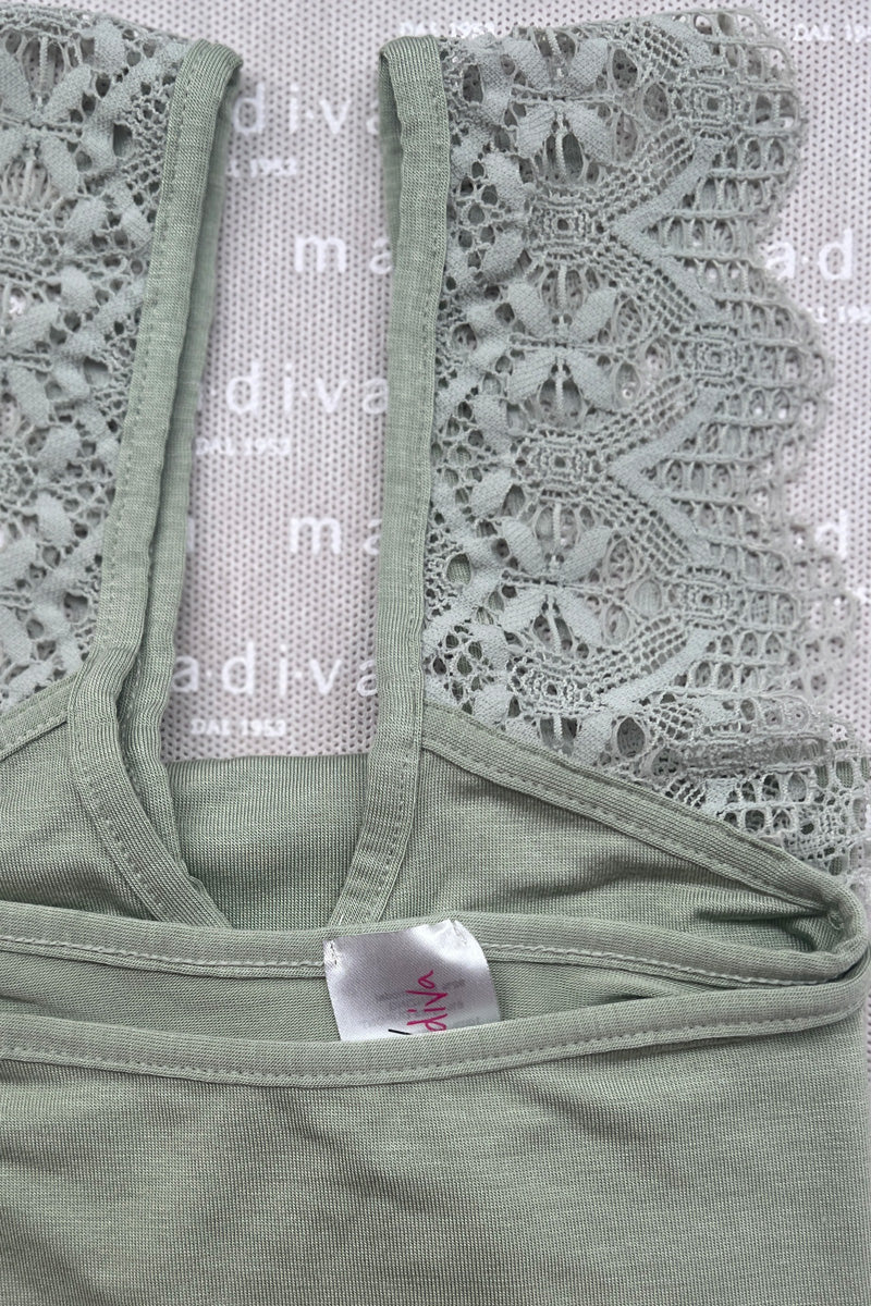 Canotta donna Positano in micromodal - Spalla larga e pizzo elastico effetto crochet