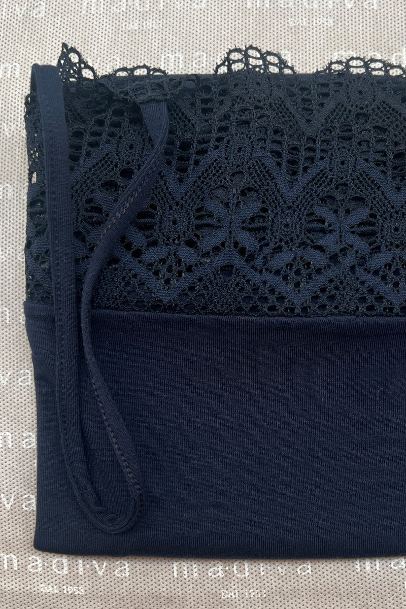 Women's Spaghetti Strap Top Positano in Micromodal - Delicious Elastic Lace Crochet Effect and Soft Fit