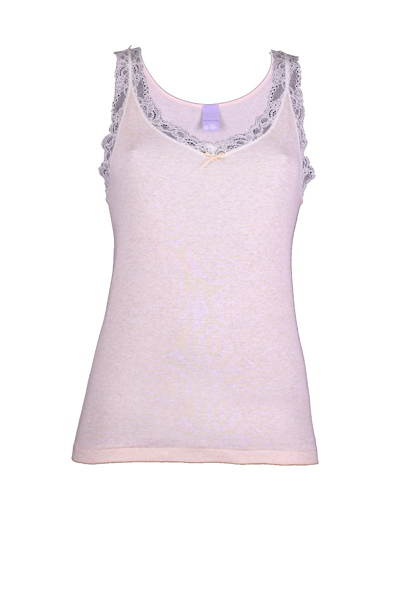 Canotta da donna Relax in caldo cotone - Spalla larga e balzina elastica in contrasto