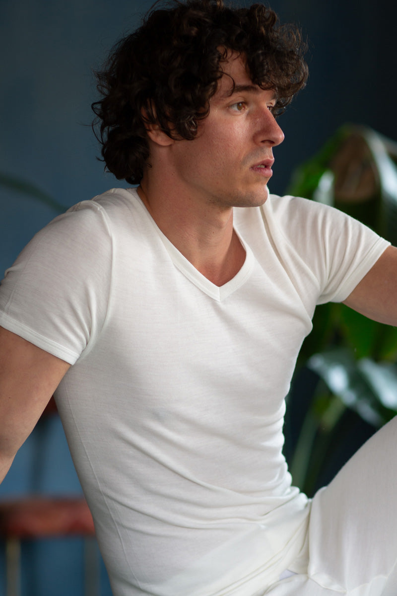 Maglietta da uomo Sanremo in tubolare leggero - Mezza manica e scollo a V