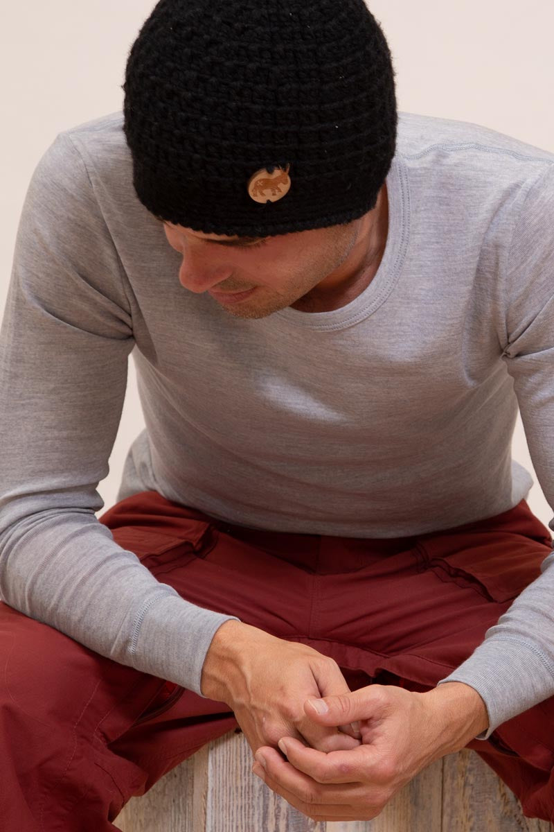 Maglia intima uomo Sassari in lana vergine extrafine e seta - Maniche lunghe e girocollo