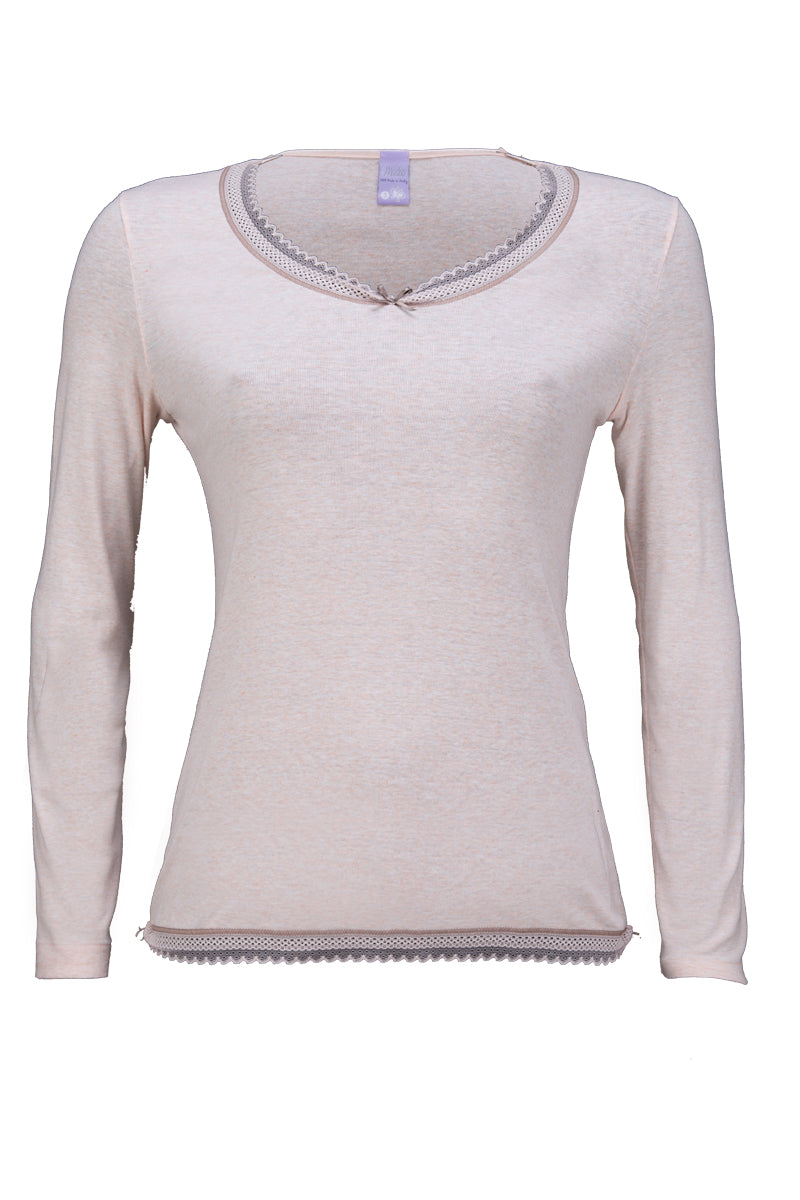 Maglia manica lunga da donna Silvia in cotone - Calda e con balzina elastica