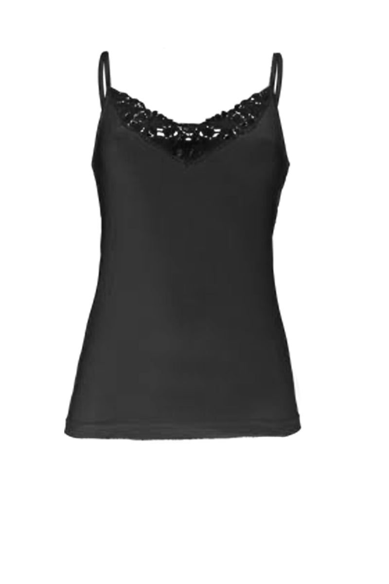 Canotta da donna Summer in cotone - Spallina con inserto macramé e tessuto liscio