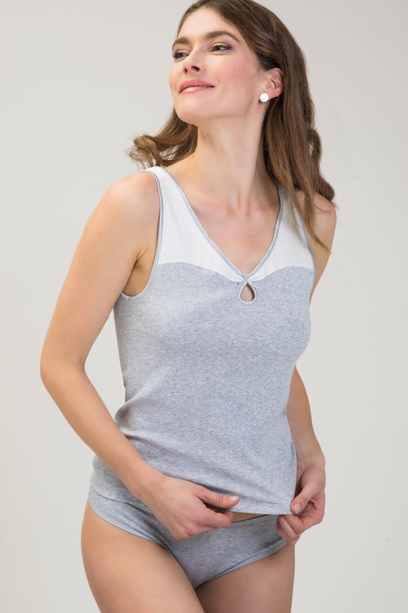 Canotta da donna Veronica in cotone - Spalla larga Design pois e calore avvolgente