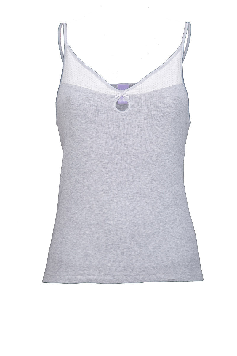 Canotta da donna Veronica in cotone - Spallina con disegno pois e tessuto caldo