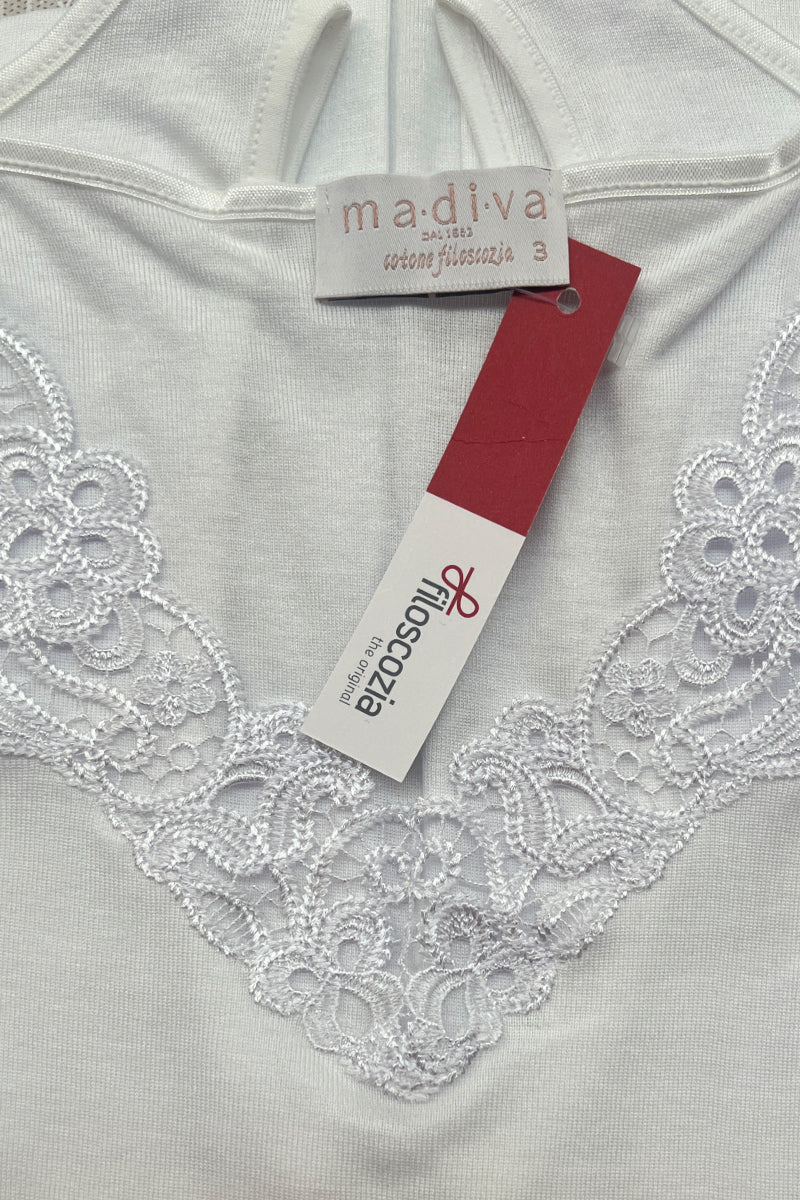 Asia Sleeveless - 100% Filoscozia® Cotton with macramé
