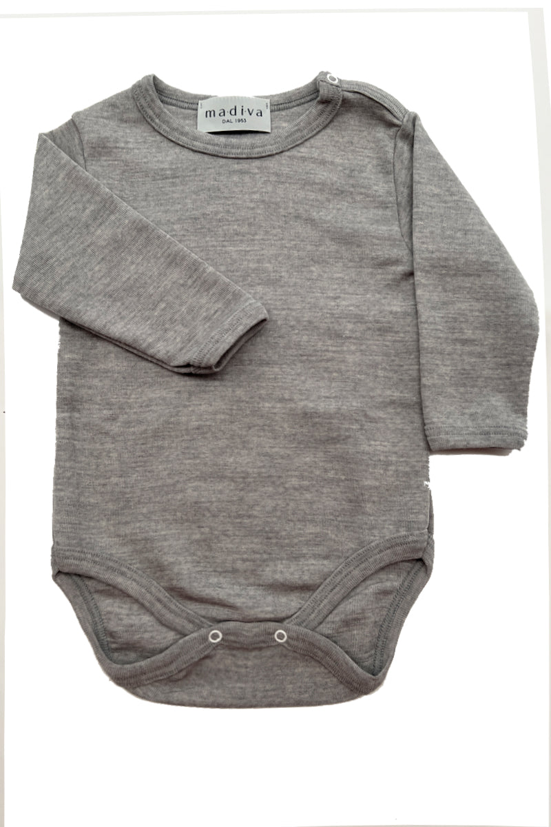 Body bambino Yoyo in lana seta - Manica lunga e traspirante