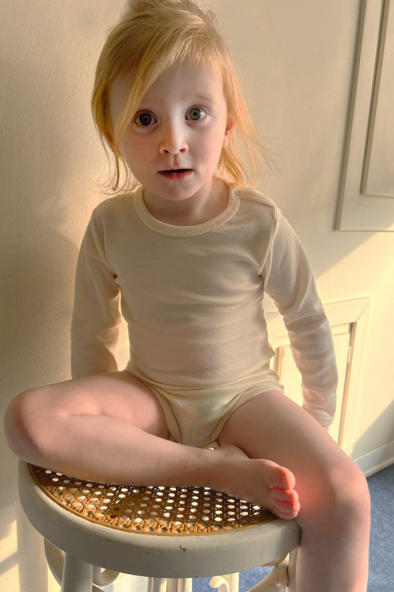 Body bambino Yoyo in lana seta - Manica lunga e traspirante