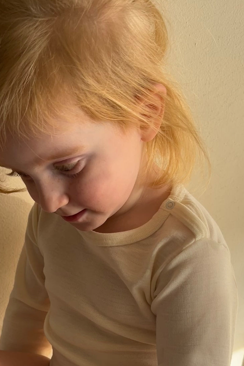 Body bambino Yoyo in lana seta - Manica lunga e traspirante