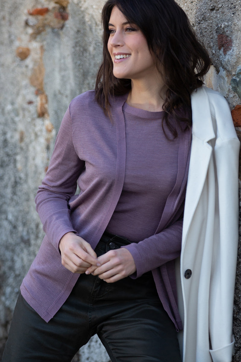 Maglia da donna Zoe in lana seta - Manica lunga e scollo a barchetta Morbida e calda, adatta a pelli sensibili ESCLUSIVA ONLINE